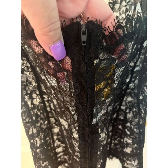 Victoria’s Secret Gold Label Black Lace Satin Button Zip Back Teddy sz L EUC - Picture 7 of 8